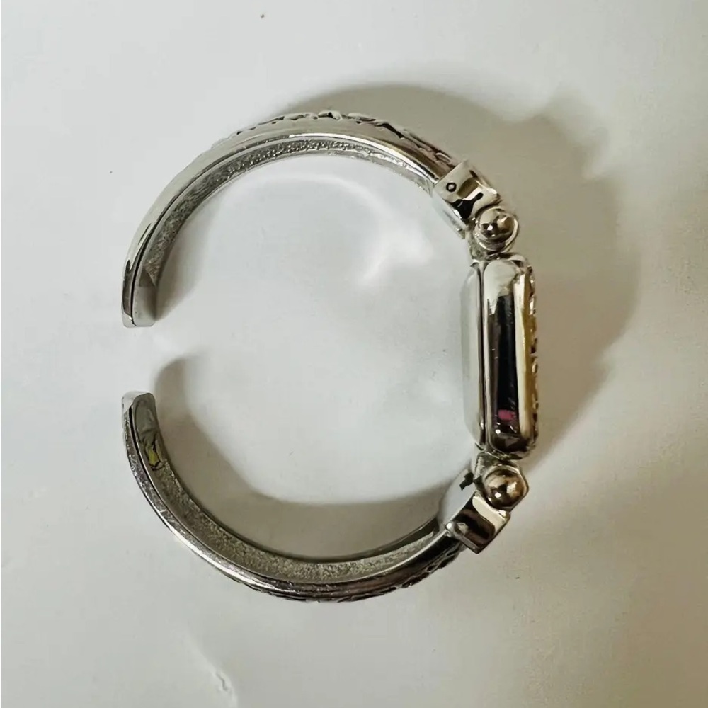 Collezio Abalone Women Vintage Cuff Watch Silver with Gold Detailing Square Face - Picture 2 of 9